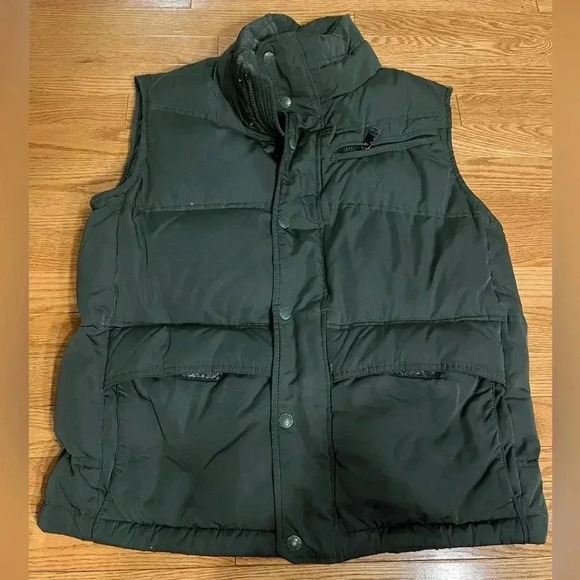 [M]Banana Republic Down/Feather  Blend Men Green Puffer Vest - Picture 1 of 9